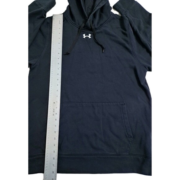 Under Armour Mens Medium Loose Hoodie Sweatshirt Gym Hustle Fleece Black Basic - Picture 7 of 8